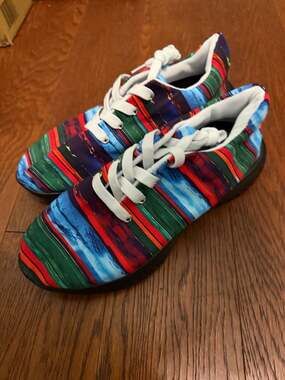BYA Multi-Color Striped Low Top Sneakers Size 42